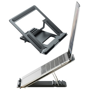 Складная подставка регулируемая для ноутбука Macbook алюминиевая Темно-Серая