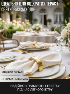 Кільце для серветок D-подібне Матове золото Yartes 5х3 см метал