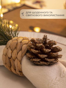 Кольцо для салфеток Плетеное из натурального рогоза Yartes 5х3.5 см Бежевое