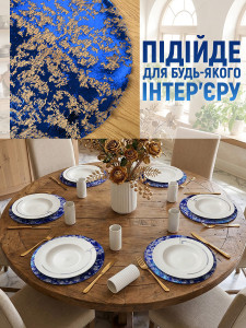Набор 6 шт круглых сервировочных салфеток под тарелки Yartes плейсматы на стол Ø33 см синие
