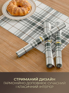 Коврики подтарельники для сервировки (комплект 4 штуки) TESLYAR для дома и заведений 30х45 см Бело-зеленая клетка