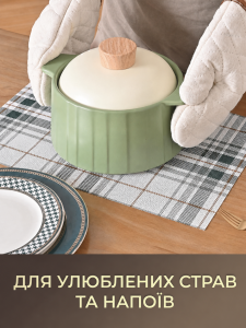 Коврики подтарельники для сервировки (комплект 4 штуки) TESLYAR для дома и заведений 30х45 см Бело-зеленая клетка