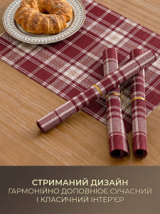 Коврики подтарельники для сервировки (комплект 4 штуки) TESLYAR для дома и заведений 30х45 см Бело-бордовая клетка