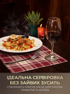 Коврики подтарельники для сервировки (комплект 4 штуки) TESLYAR для дома и заведений 30х45 см Бело-бордовая клетка