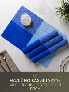 Килимки підтарільники для сервірування (комплект 4 штуки) TESLYAR для дому та закладів 30х45 см Блакитні