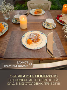 Коврики подтарельники для сервировки (комплект 4 штуки) TESLYAR для дома и заведений 30х45 см Темно-коричневые