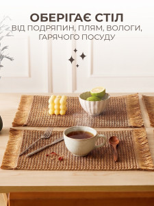 Підтарільник для сервірування плетений з паперового волокна TESLYAR для дому та закладів 30х44.5 см Коричневий
