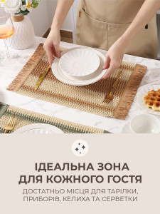 Підтарільник для сервірування плетений з паперового волокна TESLYAR для дому та закладів 30х45 см Коричнево-білий