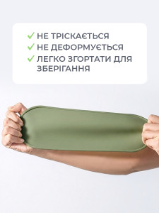 Силиконовый овальный коврик под посуду и столовые приборы TESLYAR 30.6х10.7 см Зеленый