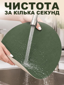 Підтарільник для сервірування столу двосторонній TESLYAR з екошкіри діаметр 33 см зелено-бежевий