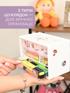 Органайзер с ящиками Собачка для хранения мелочей и канцелярских принадлежностей пластик 11.5х17х9.5 см Белый