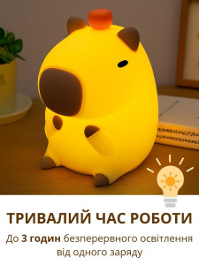 Светильник ночник Капибара на аккумуляторе силиконовый 12,8х11х8,8 см светло-коричневый