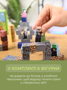 Магнитный конструктор Майнкрафт на 64 детали с фигурками персонажей 13х20 см. ABS-пластик Зеленый