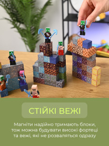 Магнитный конструктор Майнкрафт на 100 деталей с фигурками персонажей 13х20 см ABS-пластик Зеленый
