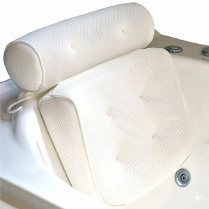 Подушка для ванны с присосками и крючком для сушки 4D Air Mesh сетка 37,5х32х9 см белая