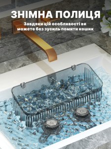 Полка-органайзер для ванной или душевой на присоске маленькая Пластик 9.5х9.5х9.5 см Прозрачно-темная