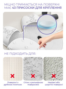 Массажный коврик Зайчик игольчатый для ног и спины в ванную комнату Силикон 45х45 см Белый