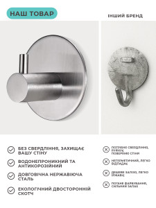 Крючки для одежды без сверления Круглые 4 штуки нержавеющая сталь 4,5х4,5 см серебряные