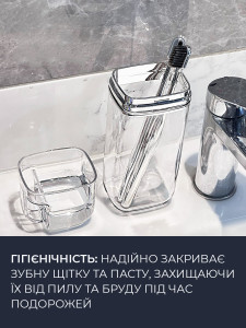 Чехол-подставка для зубных щеток пластиковый 21х7,4х6 см прозрачный