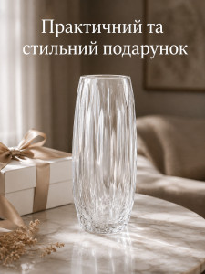 Ваза для квітів Ріпл TESLYAR скляна 28х9 см прозора
