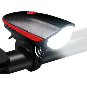 Передня LED фара на велосипед з сигналом і USB зарядкою ABS-пластик 3.7х5.1х10.2 см Чорно-червона