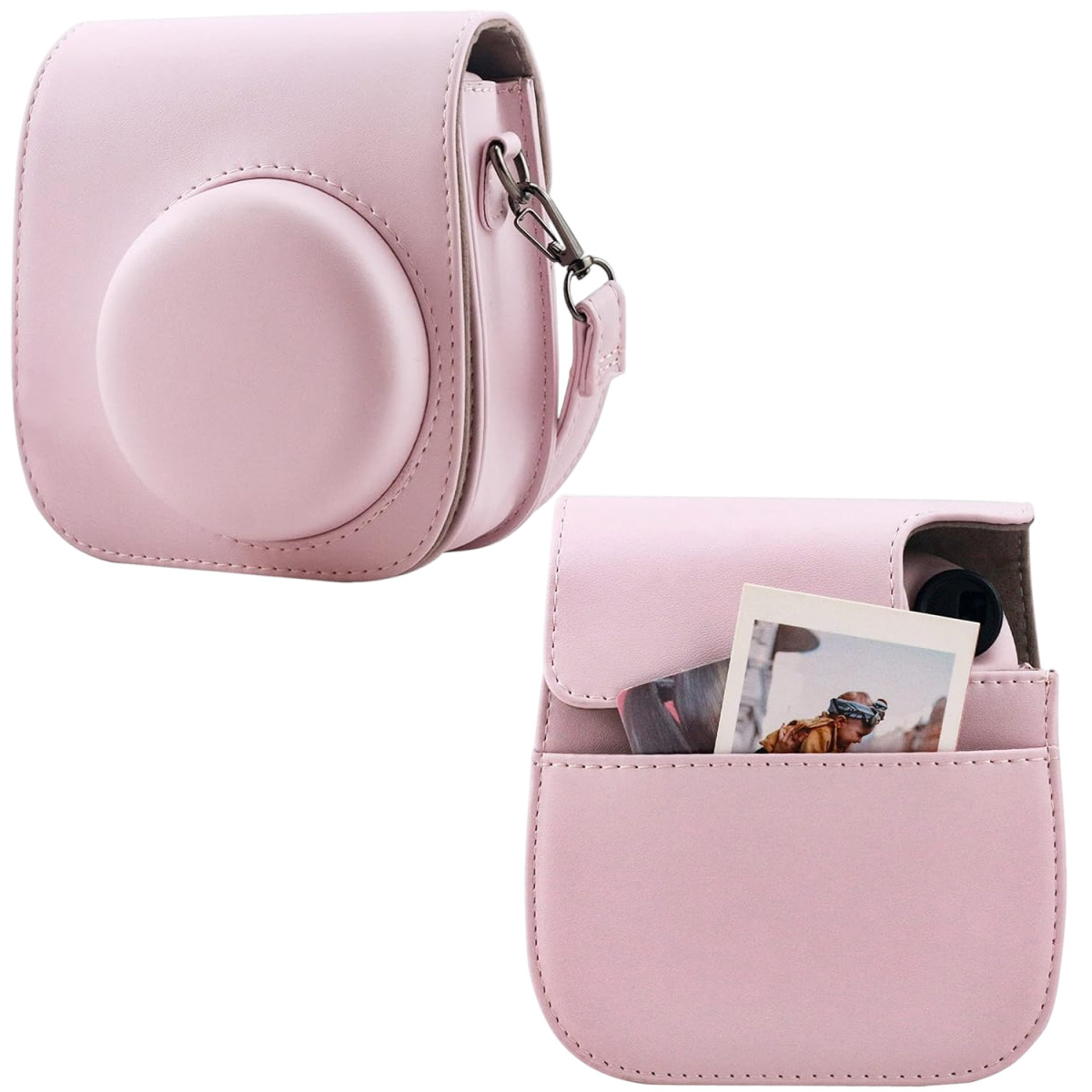 Сумка чехол для фотоаппарата FujiFilm INSTAX mini Экокожа/Микрофибра 13.7х11.7х7.5 см Розовая