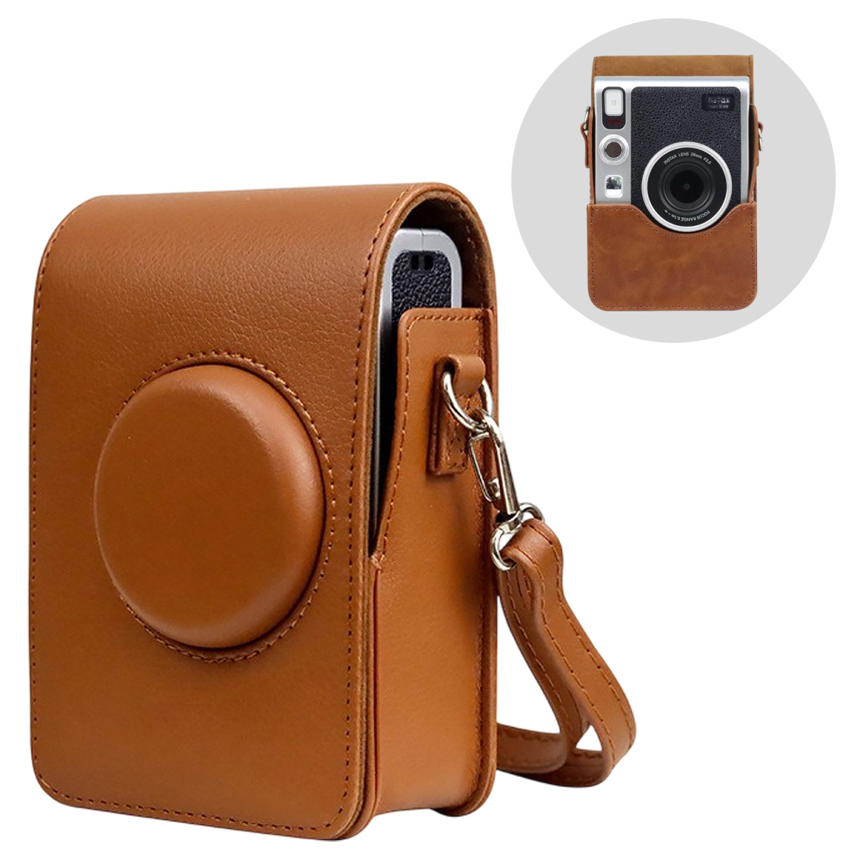Чехол сумка для фотоаппарата FujiFilm INSTAX mini evo защитный Экокожа 14х9.5х5 см Коричневый