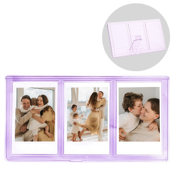 Фоторамка потрійна для фото Polaroid акрилова 10.4х5.4х19.6 см Фіолетова