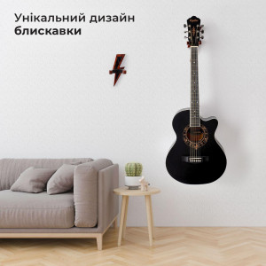 Настенный крепеж держатель для гитары Teslyar Молния из дерева махагон