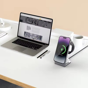 Беспроводная зарядка для телефона MagSafe 3в1 для iPhone airpods и iwatch с usb-c кабелем в подарок