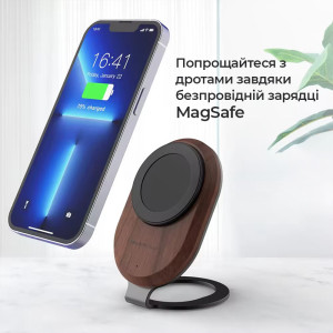 Беспроводная зарядка для телефона MagSafe для iPhone 12, 13, 14, 15 деревянная 15W с USB-с кабелем в подарок