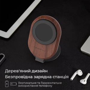 Беспроводная зарядка для телефона MagSafe для iPhone 12, 13, 14, 15 деревянная 15W с USB-с кабелем в подарок