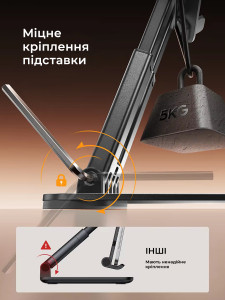 Подставка для планшета с регулируемым углом наклона на стол или компактная в дорогу, алюминиевая