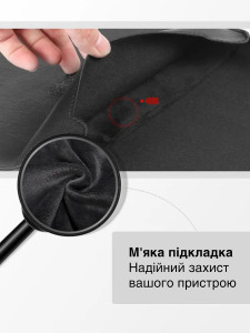 Сумка чехол для ноутбука MacBook 17"-17.3" подставка трансформер водонепроницаемая из эко кожи Черная