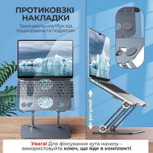 Охлаждающая подставка раскладная для ноутбука Macbook Серая