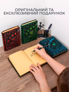 Блокнот Красный Дракон винтажный с желтыми листами, подарочный, формата А5