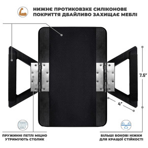 Накладной столик на подлокотник для еды и напитков деревянный бамбуковый Чёрный
