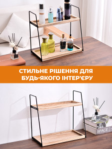 Этажерка стеллаж на 2 полочки настольная для косметики, духов или приправ деревянная