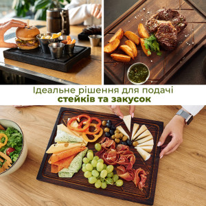 Набор деревянных досок Стейк 3 штуки на подставке Teslyar для кухни