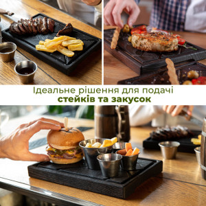 Набор деревянных досок Стейк на подставке Teslyar для кухни в комплекте 3 доски размером 20х30 см + подставка