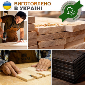 Набор деревянных досок Стейк на подставке Teslyar для кухни в комплекте 3 доски размером 20х30 см + подставка