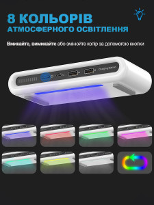 Универсальная зарядная станция 4 в 1 для телефона, смарт часов, наушников с зарядкой Qi и подсветкой Белая