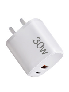 Сетевой зарядный блок питания с быстрой зарядкой с USB + TYPE-C 30W Белый