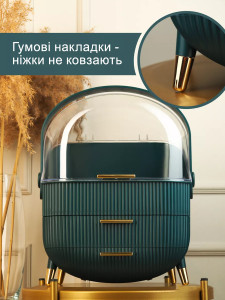 Органайзер 3 ярусный с 2-мя ящиками и стаканчиком Yartes для косметики и мелочей Зеленый