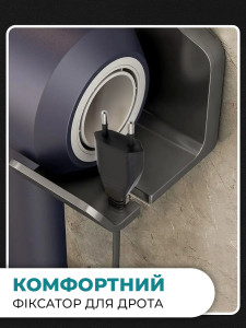 Настенный держатель подставка для фена в ванную комнату на вакуумных присосках 15.5×7.5×6.5 см Черный