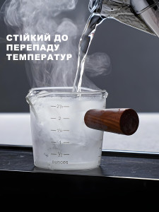 Мерная чашка для кофе эспрессо, питчер для молока стеклянная с ручкой 70 мл