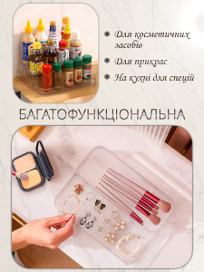 Подставка органайзер 3 ярусная для косметики и мелочей настольная 26,5х24,5х10 см Прозрачная