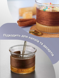 Стакан для кофе, чая, капучино, виски, прозрачный рифленый термостойкий 180 мл