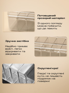 Органайзер для кабелей и зарядок Yartes на 8 отделений 7.8х28х10 см Прозрачный