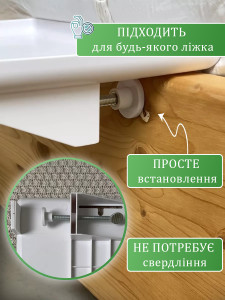Підвісна приліжкова полиця Yartes органайзер 23.5х32 см у стилі лофт Біла